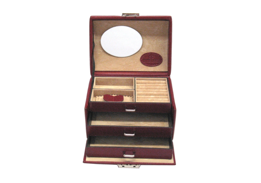 sacher 3676 - POLYURÉTHANE - ROUGE FONC coffret bijoux mini windrose poignée coffret bijoux