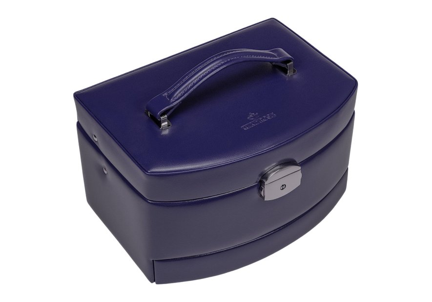 sacher 3692 - POLYURÉTHANE - BLEU FONCÉ coffret bijoux windrose merino ouverture auto coffret bijoux