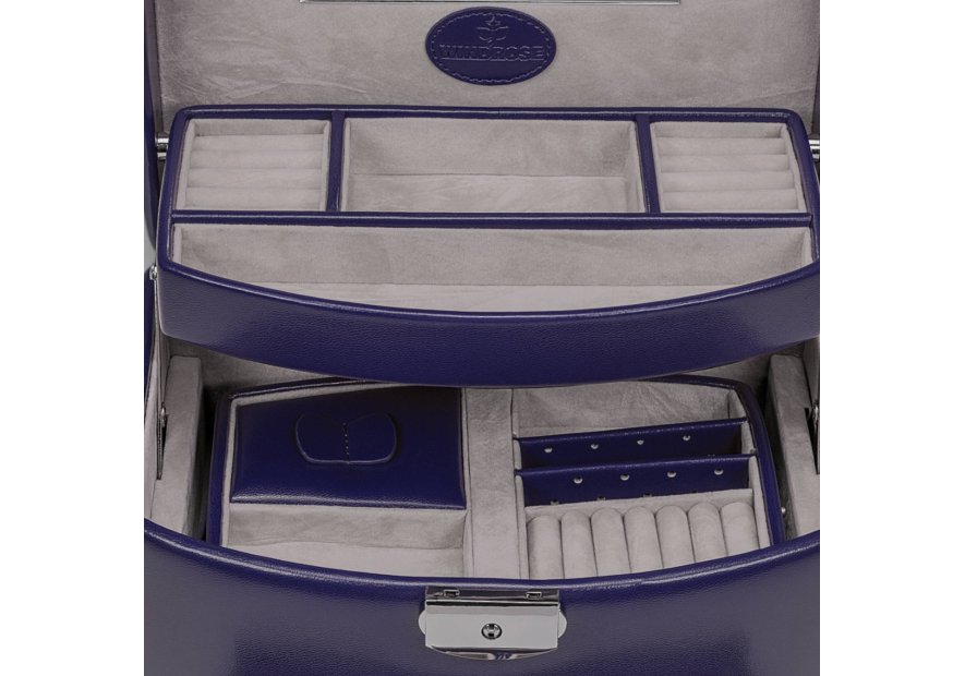 sacher 3692 - POLYURÉTHANE - BLEU FONCÉ coffret bijoux windrose merino ouverture auto coffret bijoux