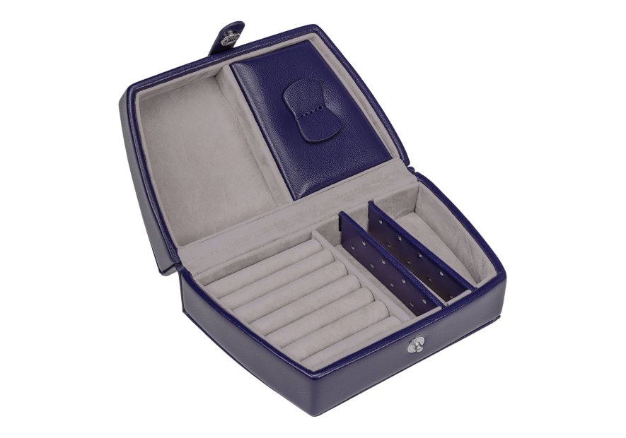 sacher 3692 - POLYURÉTHANE - BLEU FONCÉ coffret bijoux windrose merino ouverture auto coffret bijoux