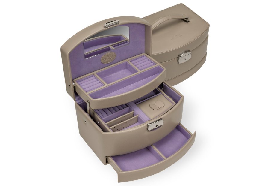 sacher 3692 - POLYURÉTHANE - BEIGE coffret bijoux windrose merino ouverture auto coffret bijoux