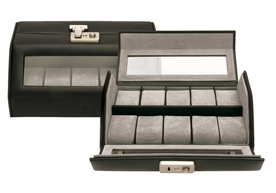 sacher 3107 - CUIR DE VACHETTE - NOIR coffret montres windrose vitré 10 montres coffret montres