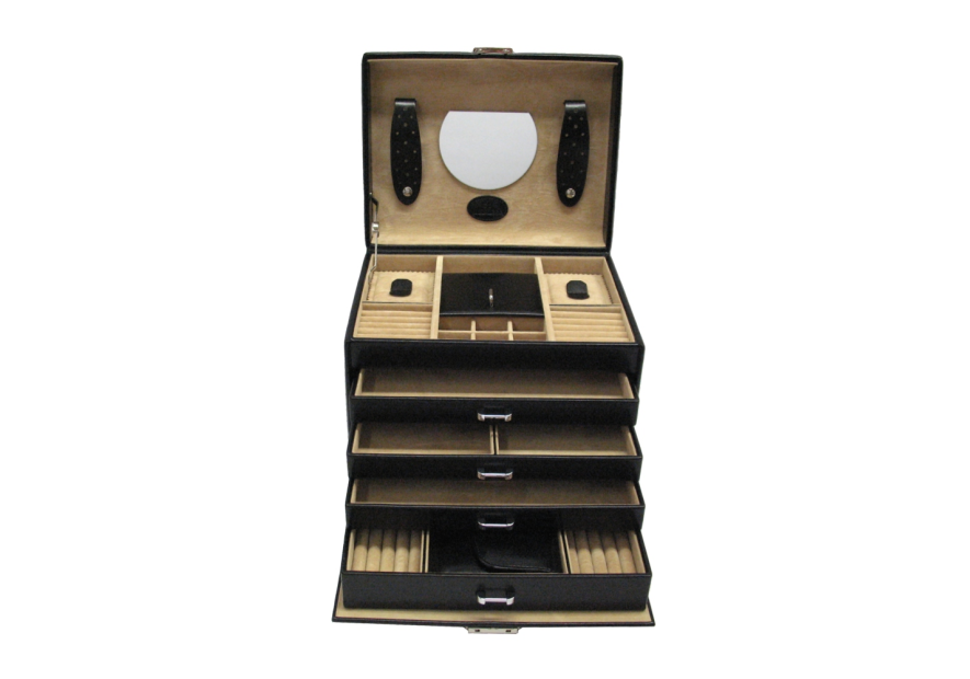 sacher 3696 - POLYURÉTHANE - NOIR coffret bijoux windrose merino trousse amovible coffret bijoux