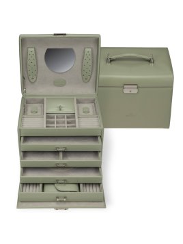 sacher 3696 - POLYURÉTHANE - SAUGE coffret bijoux windrose merino trousse amovible coffret bijoux