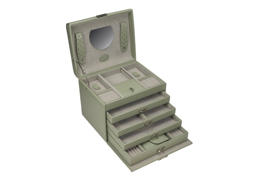 sacher 3696 - POLYURÉTHANE - SAUGE coffret bijoux windrose merino trousse amovible coffret bijoux