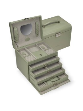 sacher 3696 - POLYURÉTHANE - SAUGE coffret bijoux windrose merino trousse amovible coffret bijoux