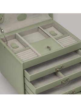 sacher 3696 - POLYURÉTHANE - SAUGE coffret bijoux windrose merino trousse amovible coffret bijoux