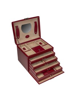 sacher 3696 - POLYURÉTHANE - ROUGE coffret bijoux windrose merino trousse amovible coffret bijoux