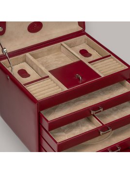 sacher 3696 - POLYURÉTHANE - ROUGE coffret bijoux windrose merino trousse amovible coffret bijoux