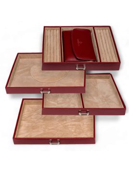sacher 3696 - POLYURÉTHANE - ROUGE coffret bijoux windrose merino trousse amovible coffret bijoux