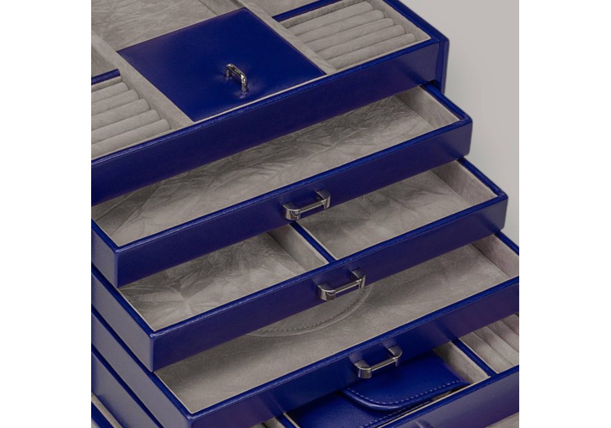 sacher 3696 - POLYURÉTHANE - BLEU FONCÉ coffret bijoux windrose merino trousse amovible coffret bijoux