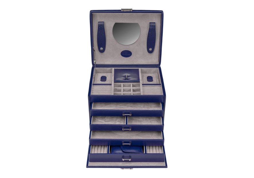 sacher 3696 - POLYURÉTHANE - BLEU FONCÉ coffret bijoux windrose merino trousse amovible coffret bijoux