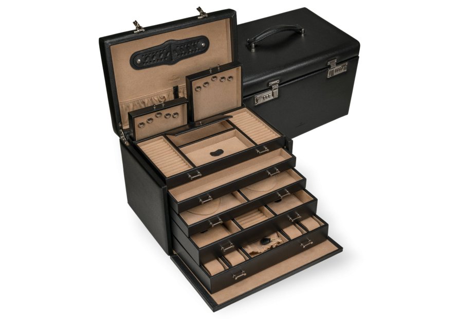 sacher 3246 - CUIR DE VACHETTE - NOIR coffret bijoux sacher ambiance 8 montres coffret bijoux