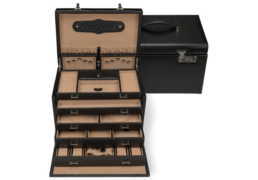 sacher 3246 - CUIR DE VACHETTE - NOIR coffret bijoux sacher ambiance 8 montres coffret bijoux