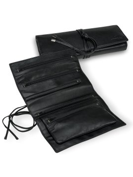 sacher 3100 - CUIR DE VACHETTE - NOIR trousse bijoux windrose plie en 3 lien trousse bijoux