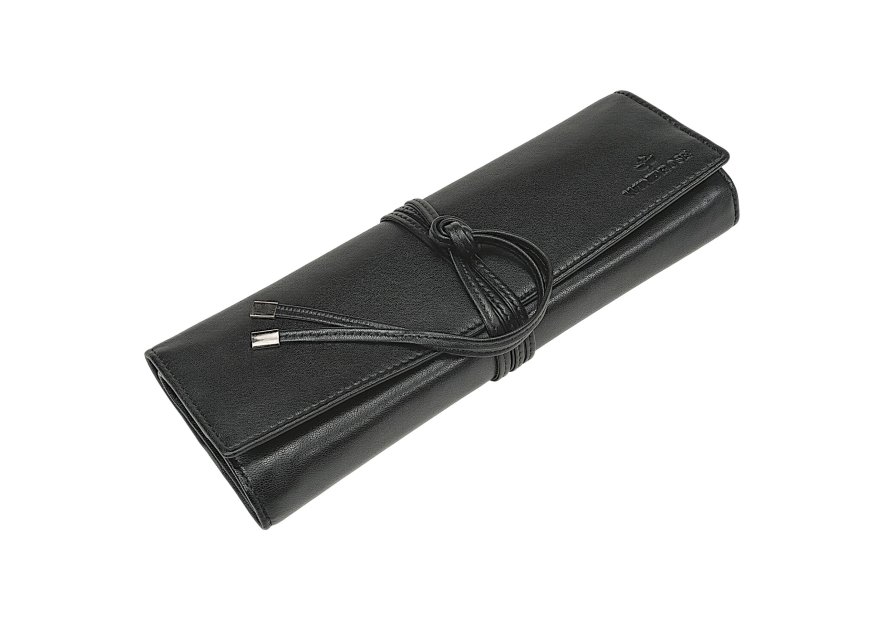 sacher 3100 - CUIR DE VACHETTE - NOIR trousse bijoux windrose plie en 3 lien trousse bijoux