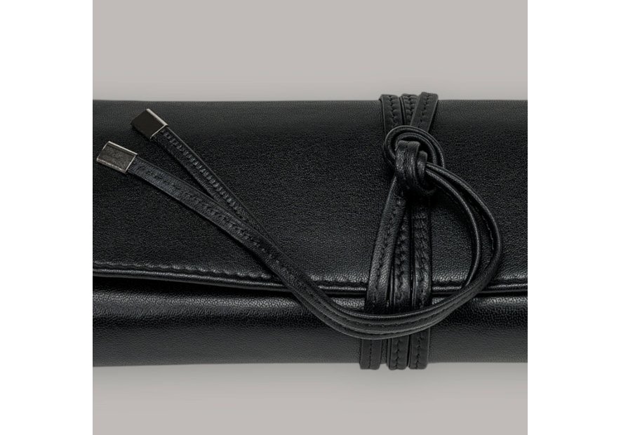 sacher 3100 - CUIR DE VACHETTE - NOIR trousse bijoux windrose plie en 3 lien trousse bijoux