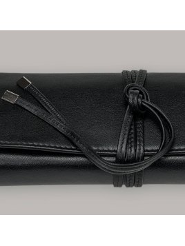 sacher 3100 - CUIR DE VACHETTE - NOIR trousse bijoux windrose plie en 3 lien trousse bijoux