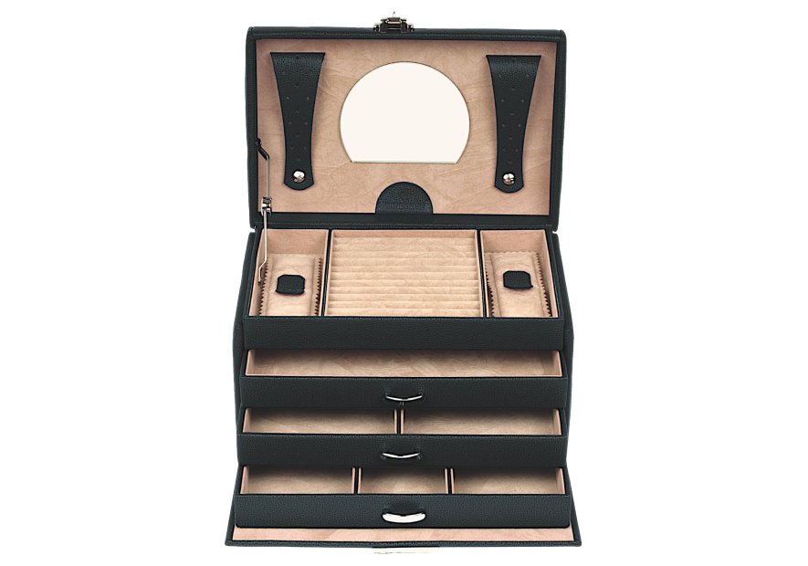 sacher 3853 - POLYURÉTHANE - NOIR coffret bijoux windrose beluga 3 tiroirs coffret bijoux