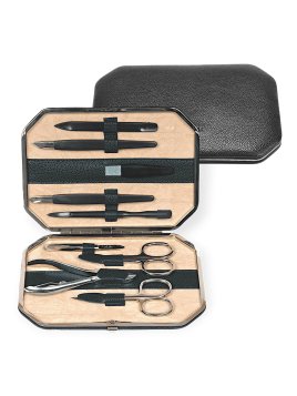 sacher 3862 - CUIR DE VACHETTE - NOIR trousse manucure windrose octogonale trousse manucure