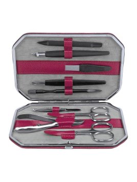 sacher 3862 - CUIR DE VACHETTE - BERRY trousse manucure windrose octogonale trousse manucure