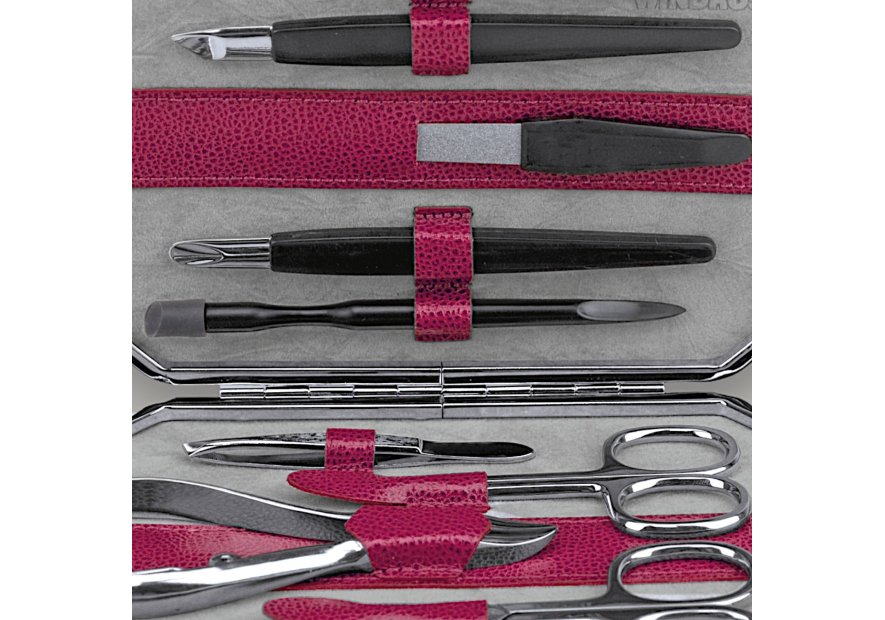sacher 3862 - CUIR DE VACHETTE - BERRY trousse manucure windrose octogonale trousse manucure