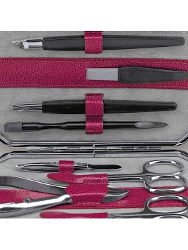 sacher 3862 - CUIR DE VACHETTE - BERRY trousse manucure windrose octogonale trousse manucure
