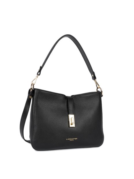 Lancaster 547-81 - CUIR DE VACHETTE - NOIR sac besace m lancaster milano horizon sacs-a-mains