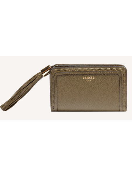 Lancel A11136 - CUIR DE VACHETTE - KAKI Premier Flirt de Lancel - Portefeuille compact pmpb femme
