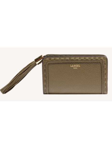 Lancel A11136 - CUIR DE VACHETTE - KAKI Premier Flirt de Lancel - Portefeuille compact pmpb-femme