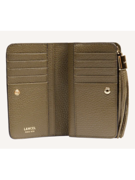 Lancel A11136 - CUIR DE VACHETTE - KAKI Premier Flirt de Lancel - Portefeuille compact pmpb femme