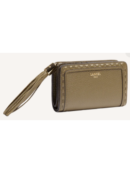 Lancel A11136 - CUIR DE VACHETTE - KAKI Premier Flirt de Lancel - Portefeuille compact pmpb femme