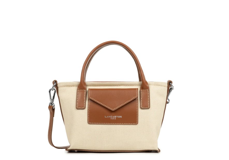 Lancaster 518-049 - COTON - BEIGE COGNAC sac porté main s lancaster canvas kba Sacs à mains