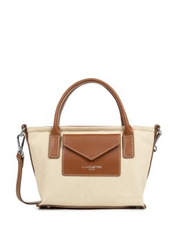 Lancaster 518-049 - COTON - BEIGE COGNAC sac porté main s lancaster canvas kba Sacs à mains