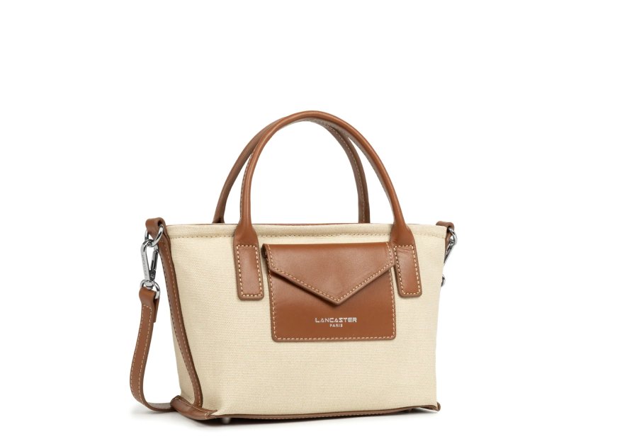 Lancaster 518-049 - COTON - BEIGE COGNAC sac porté main s lancaster canvas kba Sacs à mains