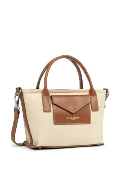Lancaster 518-049 - COTON - BEIGE COGNAC sac porté main s lancaster canvas kba Sacs à mains
