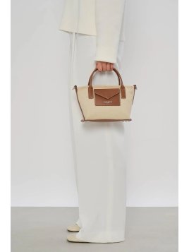 Lancaster 518-049 - COTON - BEIGE COGNAC sac porté main s lancaster canvas kba Sacs à mains