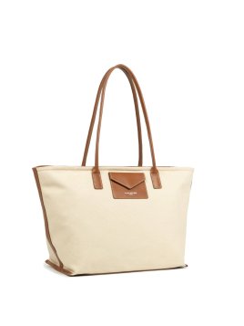 Lancaster 518-050 - COTON - BEIGE COGNAC sac shopping format a4 lancaster canvas kba shopping