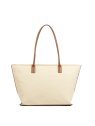 Lancaster 518-050 - COTON - BEIGE COGNAC sac shopping format a4 lancaster canvas kba sac-a-main-shopping-toile-ou-cuir