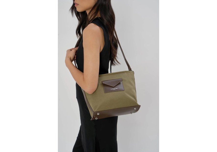 Lancaster 518-051 - COTON CUIR - KAKI sac seau s lancaster canvas kba Sacs à mains