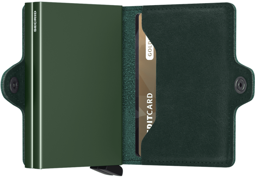 Secrid TO - CUIR DE VACHETTE - GREEN porte cartes twinwallet aluminium et cuir porte cartes