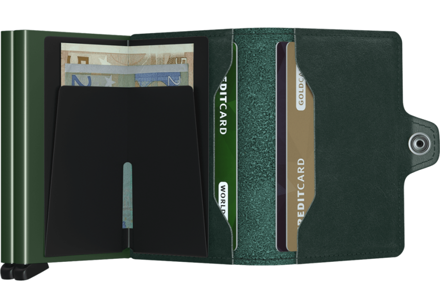 Secrid TO - CUIR DE VACHETTE - GREEN porte cartes twinwallet aluminium et cuir porte cartes