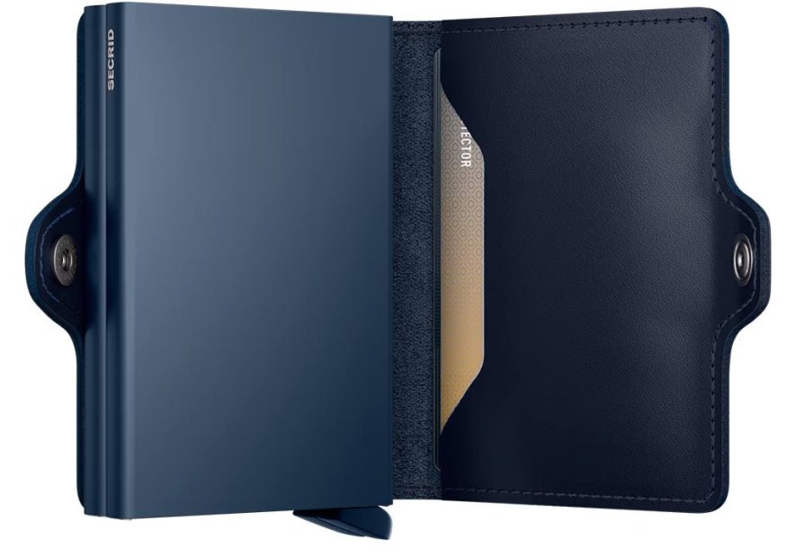 Secrid TO - CUIR DE VACHETTE - NAVY/NAV porte cartes twinwallet aluminium et cuir porte cartes