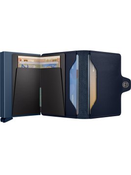 Secrid TO - CUIR DE VACHETTE - NAVY/NAV porte cartes twinwallet aluminium et cuir porte cartes