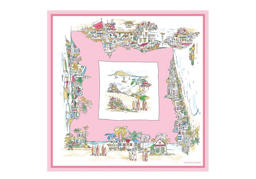 Longchamp 50175GSO - SOIE - BALLERINE carré de soie 70x70 longchamp paysage de sable carre de soie