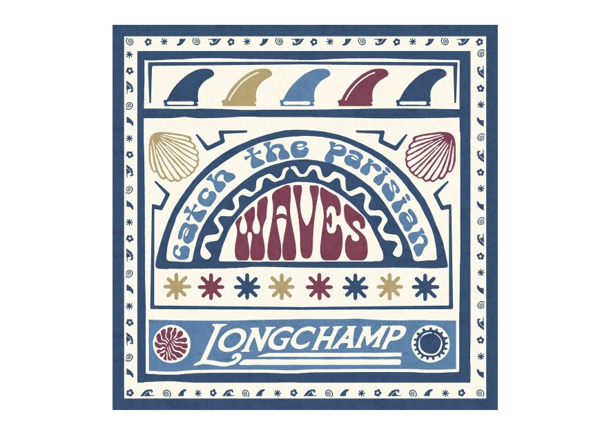 Longchamp 50670GSO - SOIE - BORDEAUX carré de soie 50x50 cm longchamp parisian waves carre de soie