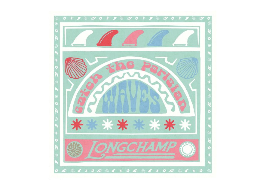 Longchamp 50670GSO - SOIE - RAINBOW carré de soie 50x50 cm longchamp parisian waves carre de soie