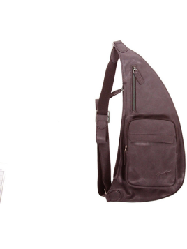 Gerard Henon 7158 - CUIR DE VACHETTE - CHOCOL sac homme style holster vintage banane d'epaule