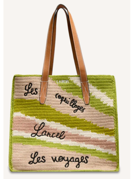 Lancel A14005 sac cabas l lancel la folie de l'été sac-a-main-shopping-toile-ou-cuir