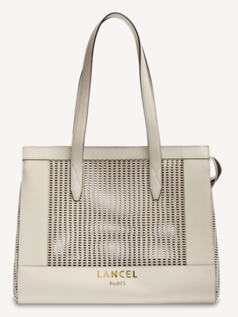 Lancel A14011 sac cabas zippe l lancel sac-a-main-shopping-toile-ou-cuir